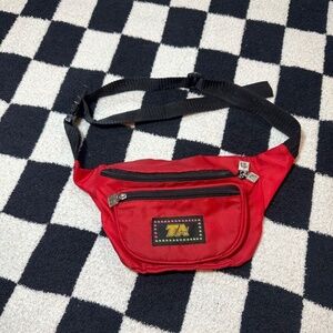 Vintage 1980s TA Red 3 Zipper Pocket (2 front, 1 rear) Adjustable Fanny Pack